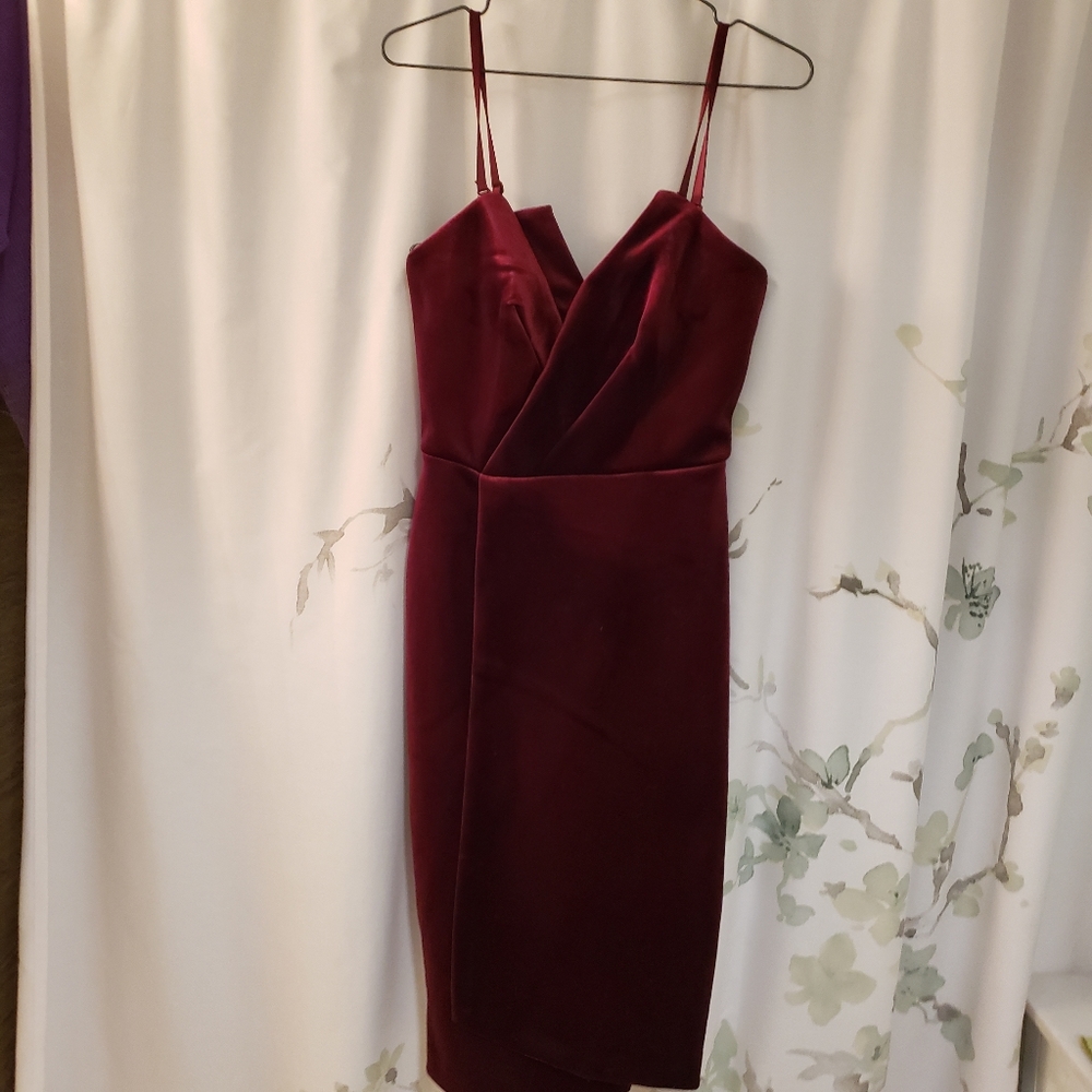 ASOS Velvet Asymmetric Bandeau Midi Dress